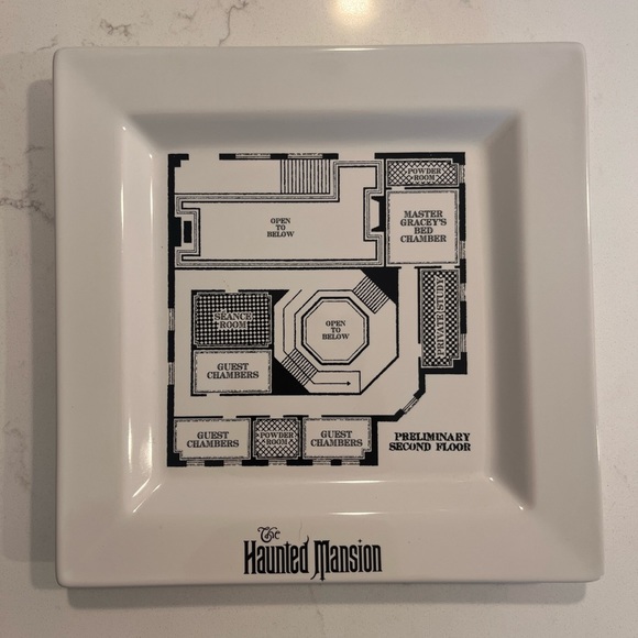 Disney Parks Haunted Mansion Plate Second Floor Blueprint 45th Disneyland RARE - Picture 1 of 6
